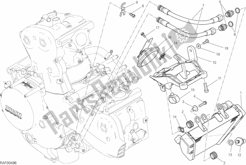 Alle onderdelen voor de Olie Koeler van de Ducati Monster 1200 USA 2016